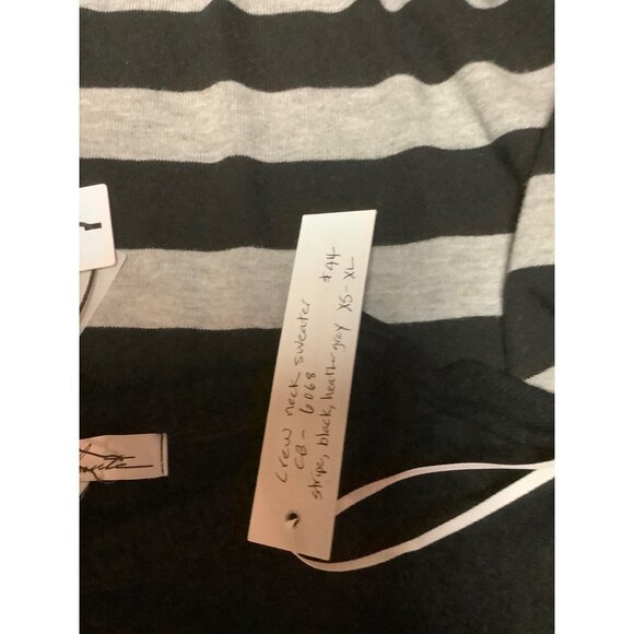 Red Haute Grey & Black Stripe Knit Blouse — NWT — SMALL - Picture 8 of 9